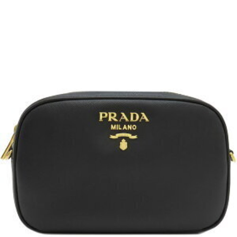 Prada bag metal logo shoulder Saffiano leather Nero Black SAFFIAANO LUX body